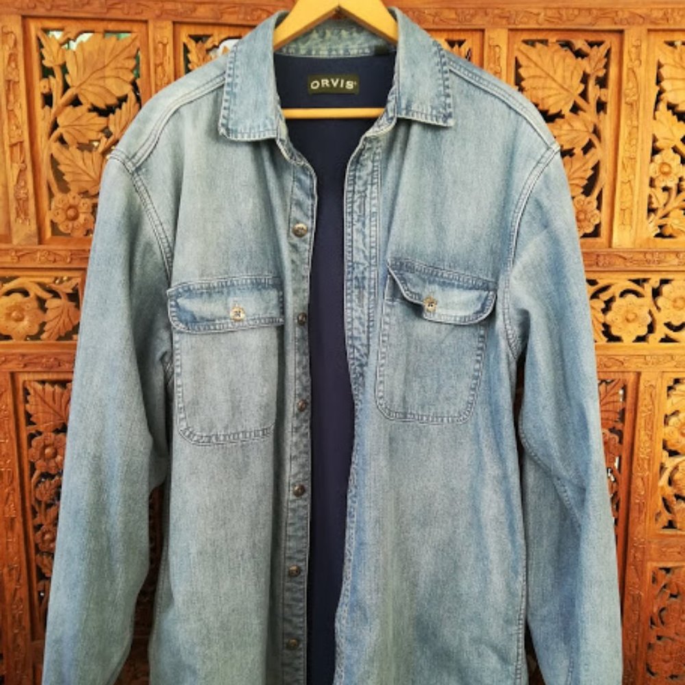 ORVIS FLEECE LINED TETON DENIM SHIRT, medium